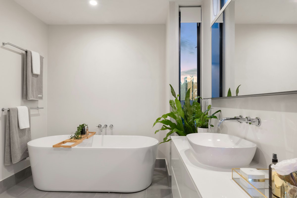 Finished modern bathroom with a fresh, clean finish